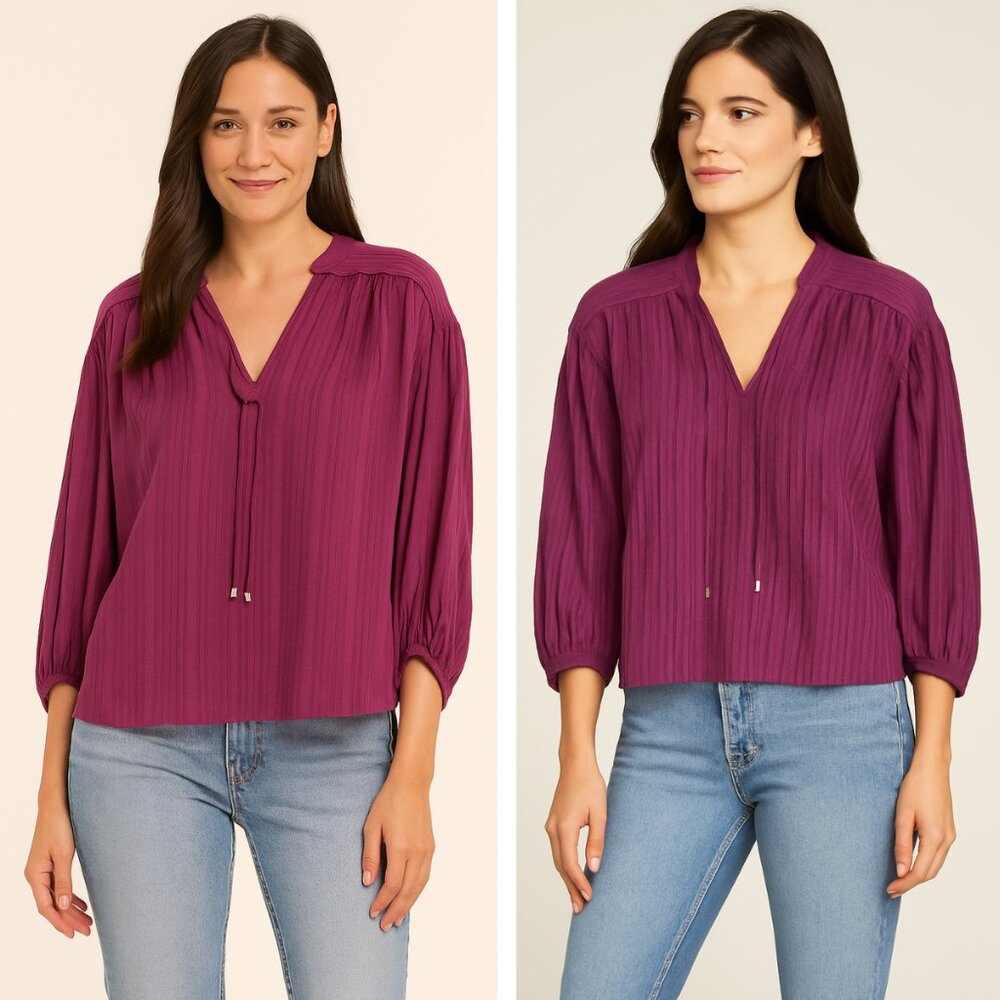NWT Joie Rowyn Long-Sleeve Tonal Stripe Blouse